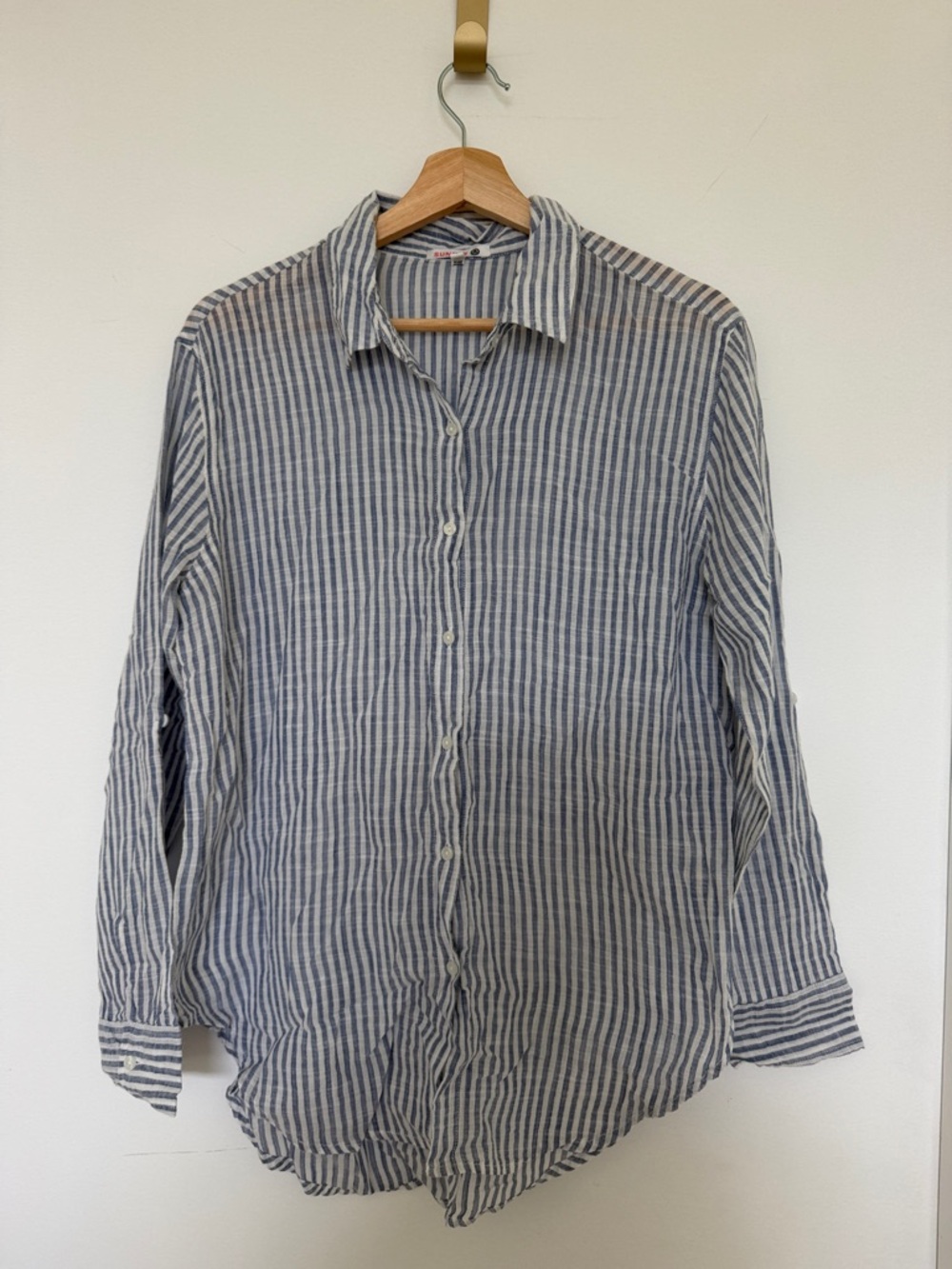 Blue and White Striped Button-Up Shirt